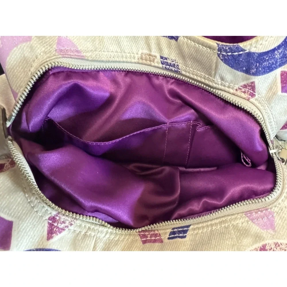Coach Rare Hobo Bag Madison Signature Distressed Op Art Maggie Pink Purp #22289